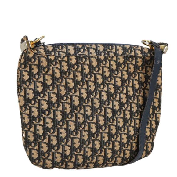 DIOR Trotter Canvas Shoulder Bag Navy Gold - Picture 1 of 16